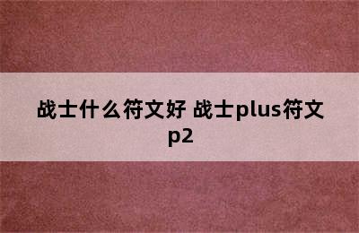 战士什么符文好 战士plus符文p2